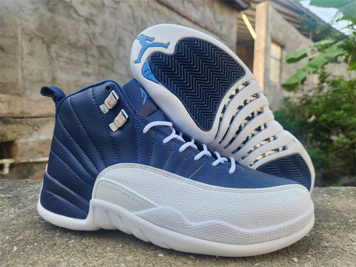 Women's Running weapon Air Jordan 12 Navy/White Shoes 013